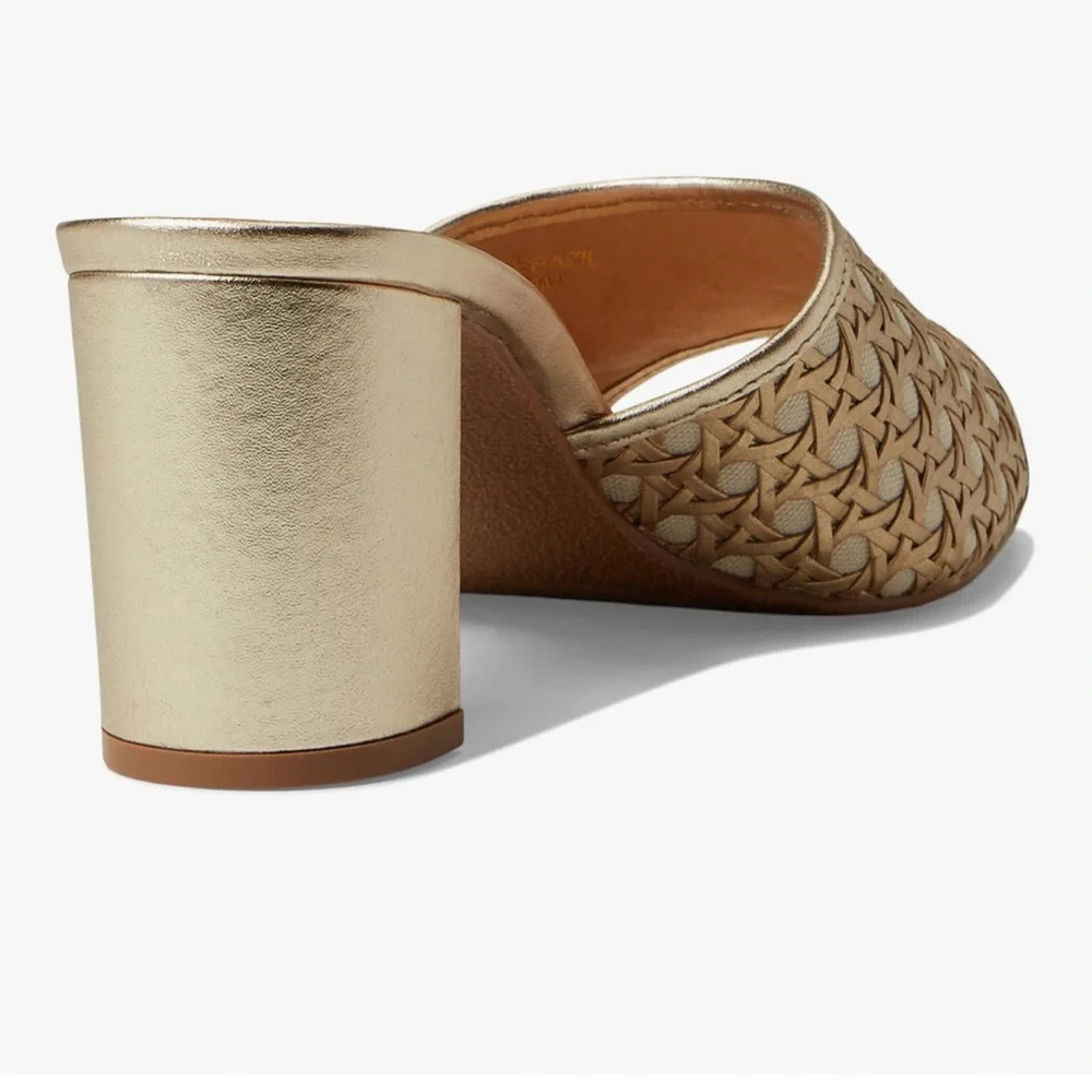 Jack Rogers Women’s Merrain Cane Gold Block Heels Size 9.5 match Lilly Pulitzer - Picture 3 of 9